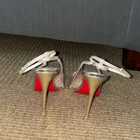Christian Louboutin Optichoc 100 Glitter Platine ECU/PVC Heels, Size 38 - Picture 4 of 8